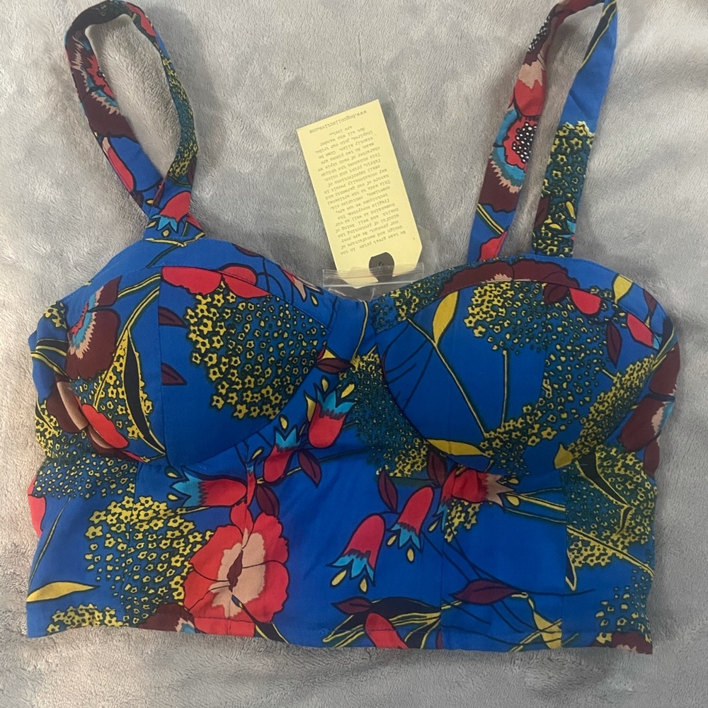 Blue Flower Crop Top
